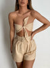 Kelly beige top and short set
