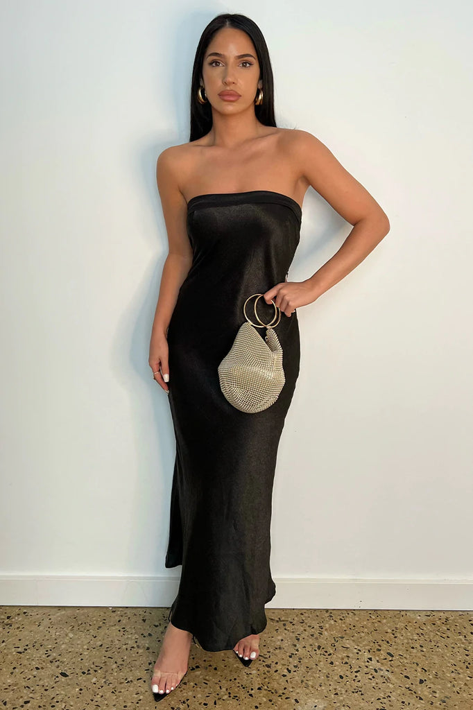 Leila black slip dress