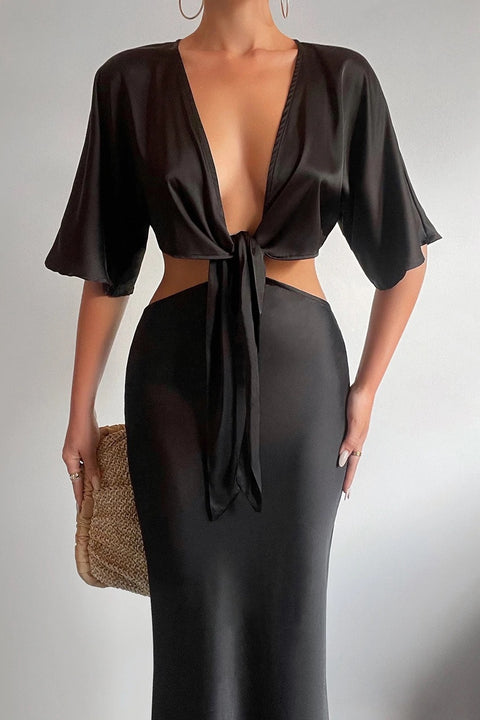Kayla black midi dress