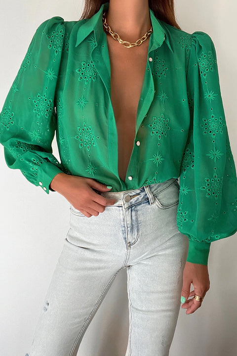 Elise emerald blouse