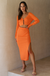 Kiara orange knit cardi and skirt (sold as separates)