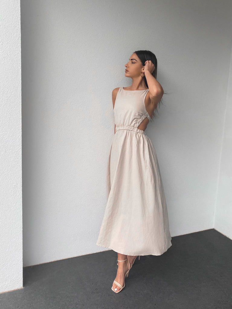 Linen store beige dress