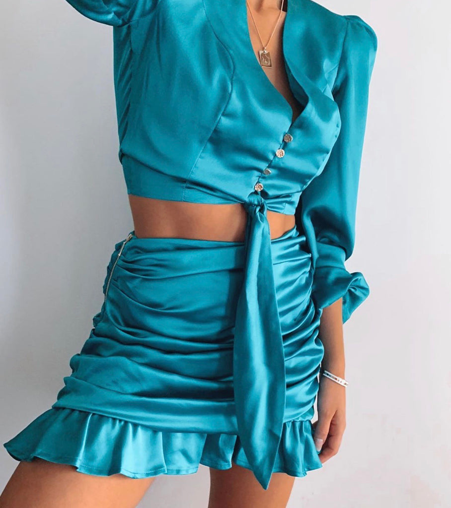 Estilla teal top and skirt set (sold as seperates)
