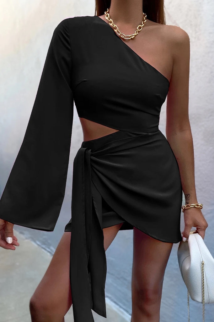 Ava black mini dress