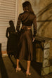 Celine chocolate blouse and skirt (sold as separates)
