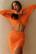 Kiara orange knit cardi and skirt (sold as separates)