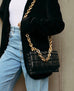 Hailey black quilted chain bag
