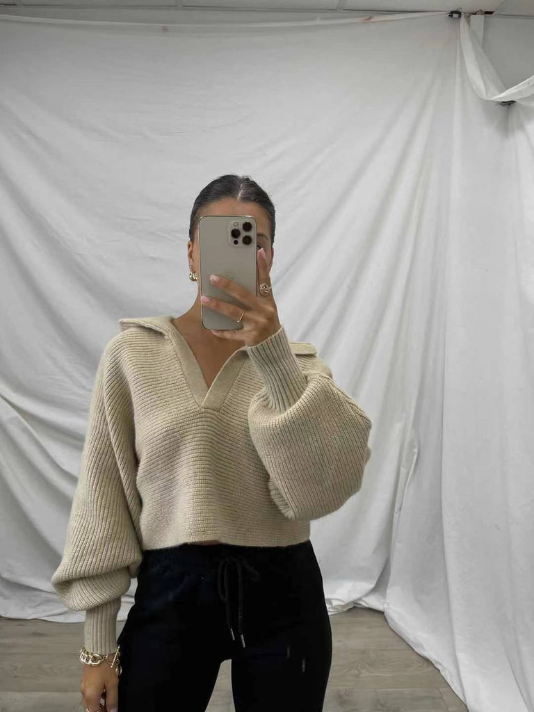 Amay beige knit top