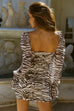 Zahara brown zebra mini dress